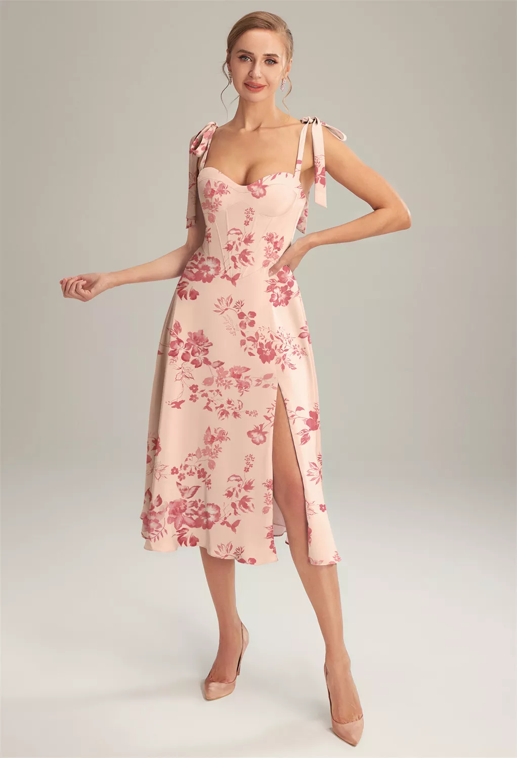AW Mae Pink Cherry Blossom  Beach Wedding Guest Dresses